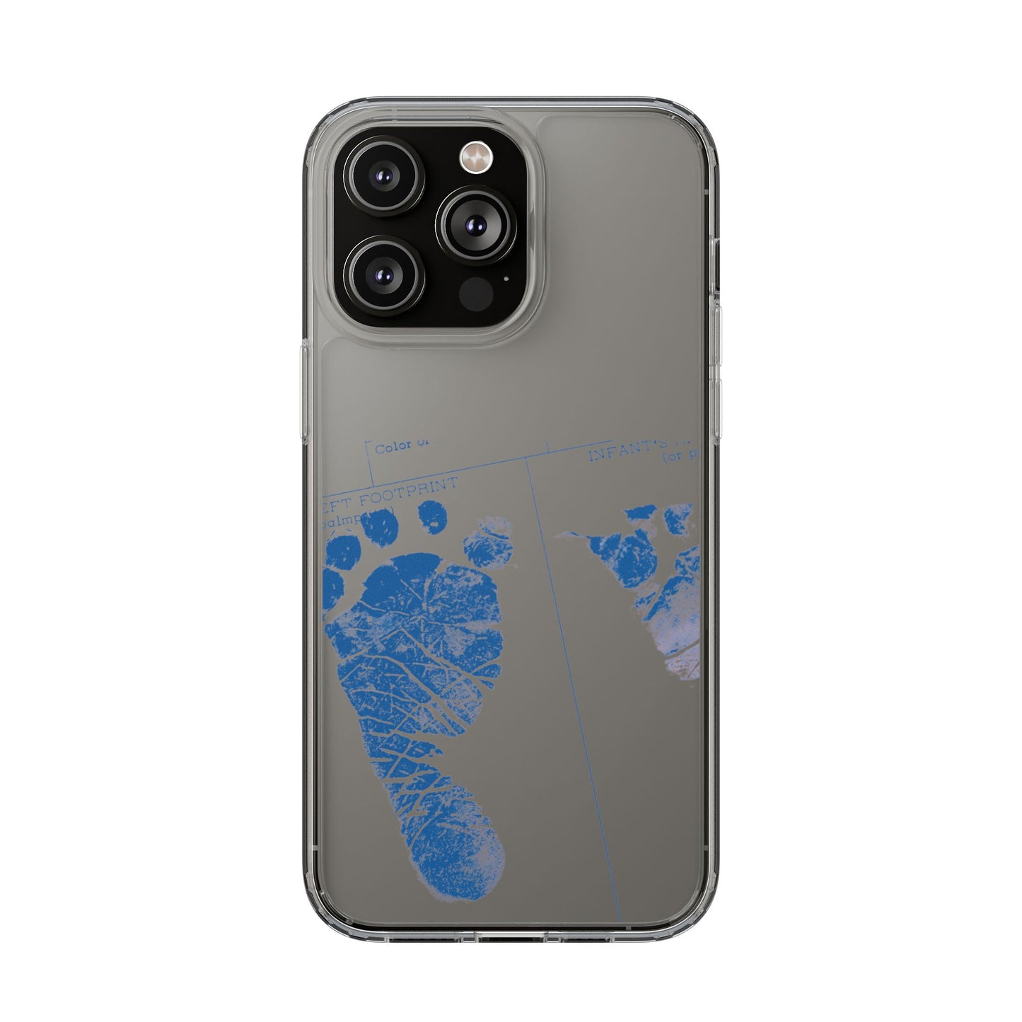 Clear Phone Case – Mom’s Little Blue Footprints