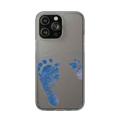 Clear Phone Case – Mom’s Little Blue Footprints