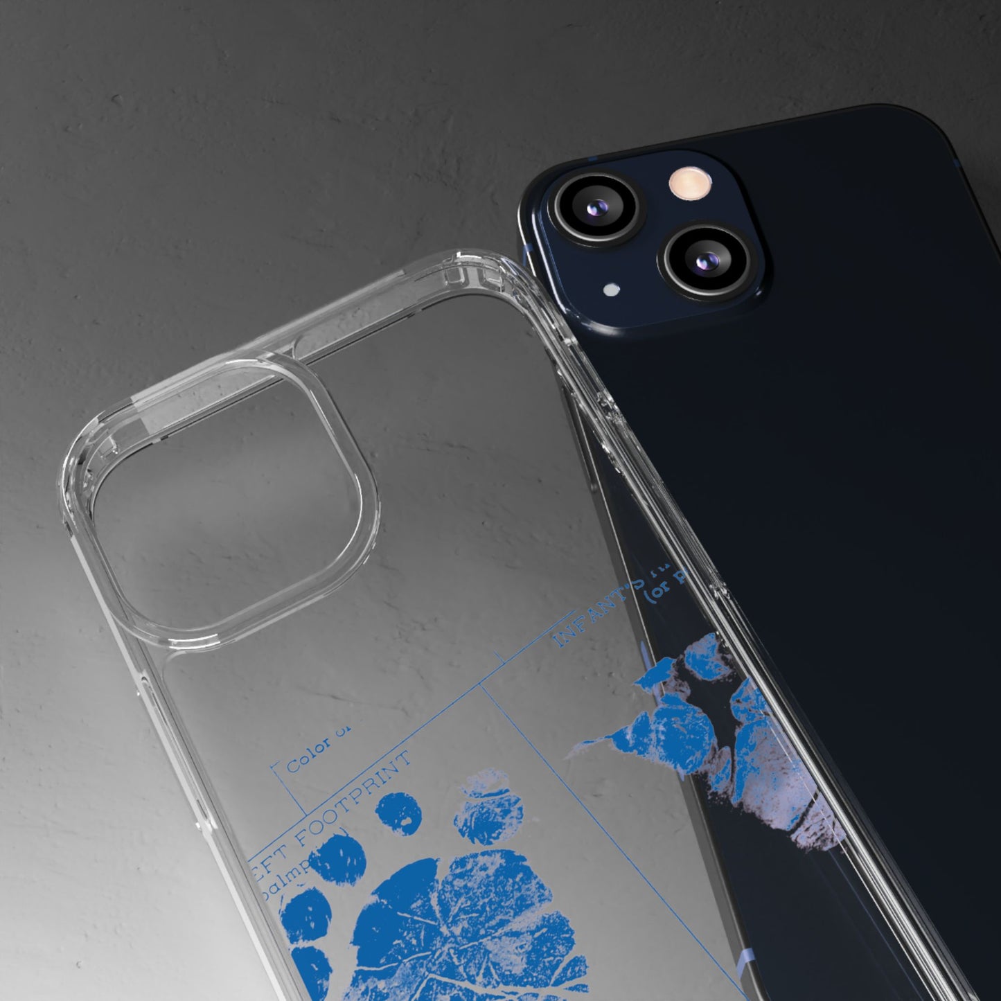 Clear Phone Case – Mom’s Little Blue Footprints
