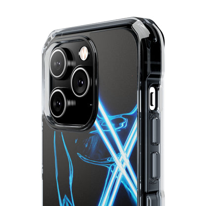 Clear Magnetic Phone Case — Blue Neon Light Design