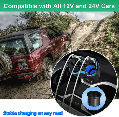 Cargador De Carro Adaptador 2 Socket 2.4A 2 Usb Coche Para Phone Tablet
