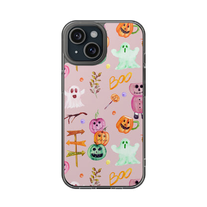 Clear Magnetic Phone Case – Spooky Doodles – Compatible with iPhone 13–16 Series