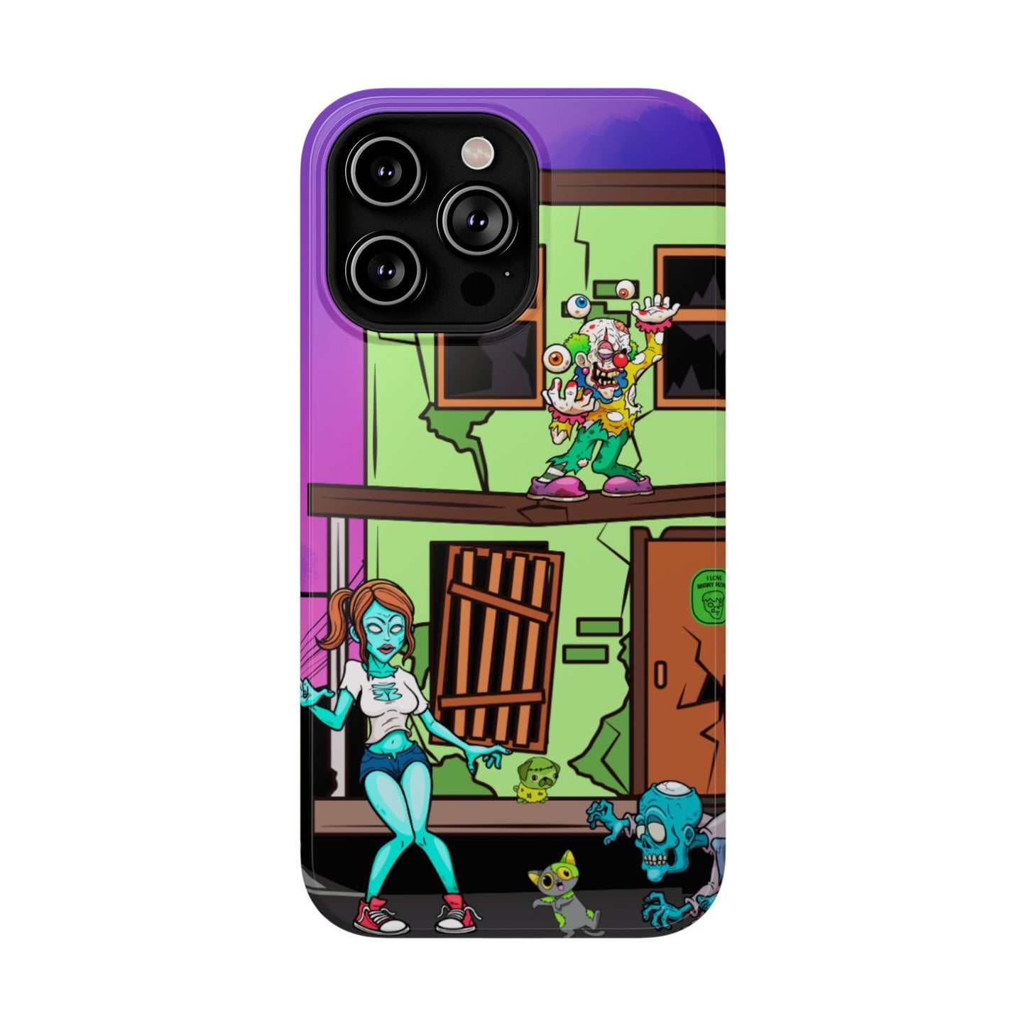 Zombie Arcade Phone Case — Colorful Cartoon Horror Impact-Resistant iPhone Cover