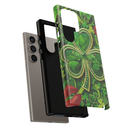 Tough Phone Case – Dual-Layer Protection with Shamrock Print