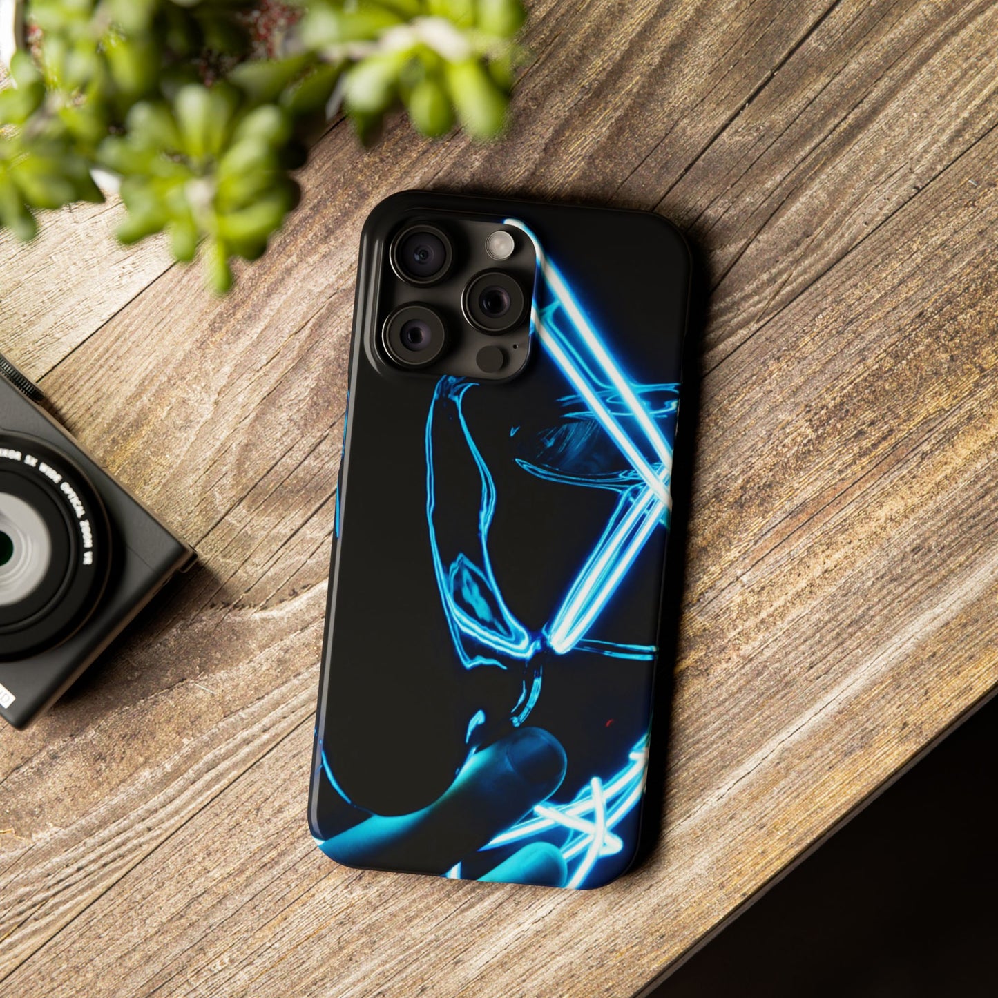 Neon Boba Slim Phone Case – Blue LED Tea Art