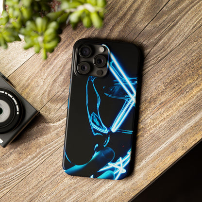 Neon Boba Slim Phone Case – Blue LED Tea Art