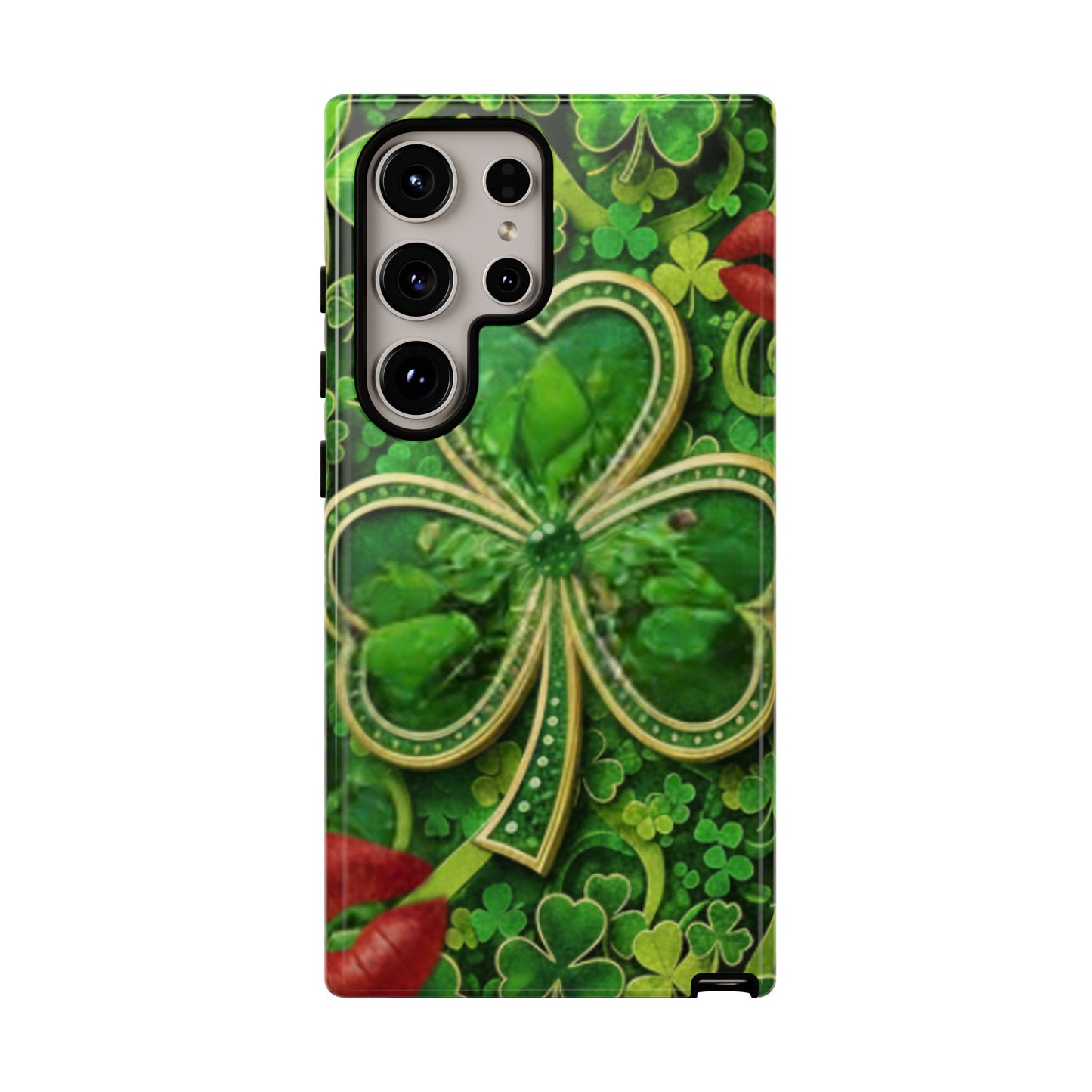 Tough Phone Case – Dual-Layer Protection with Shamrock Print