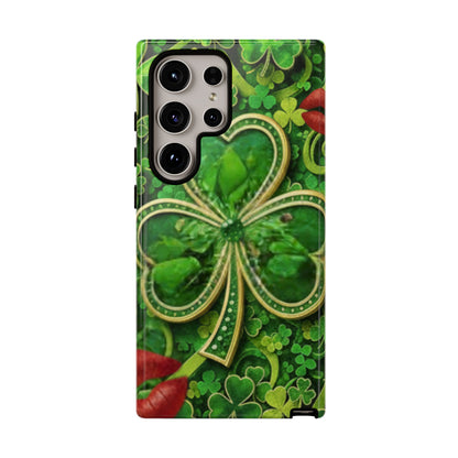 Tough Phone Case – Dual-Layer Protection with Shamrock Print