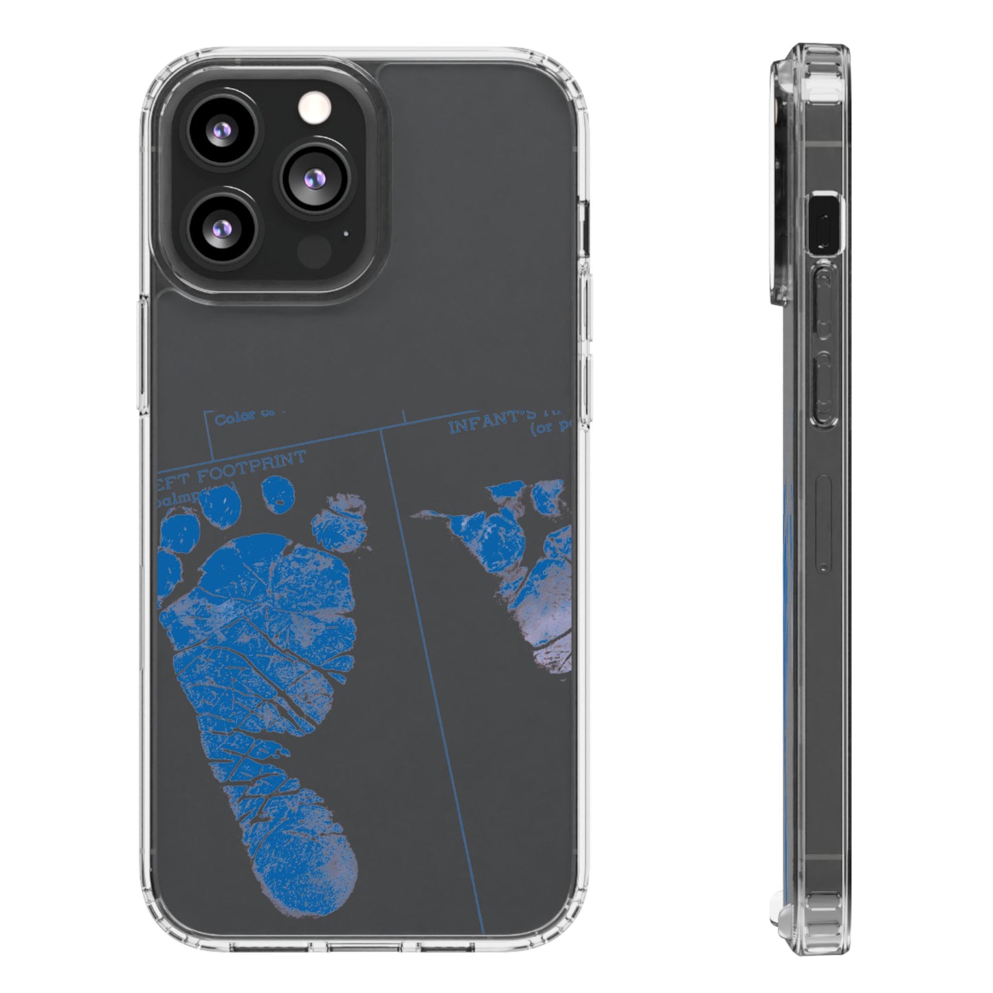 Clear Phone Case – Mom’s Little Blue Footprints