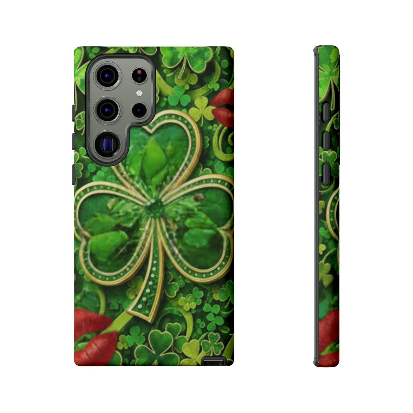 Tough Phone Case – Dual-Layer Protection with Shamrock Print