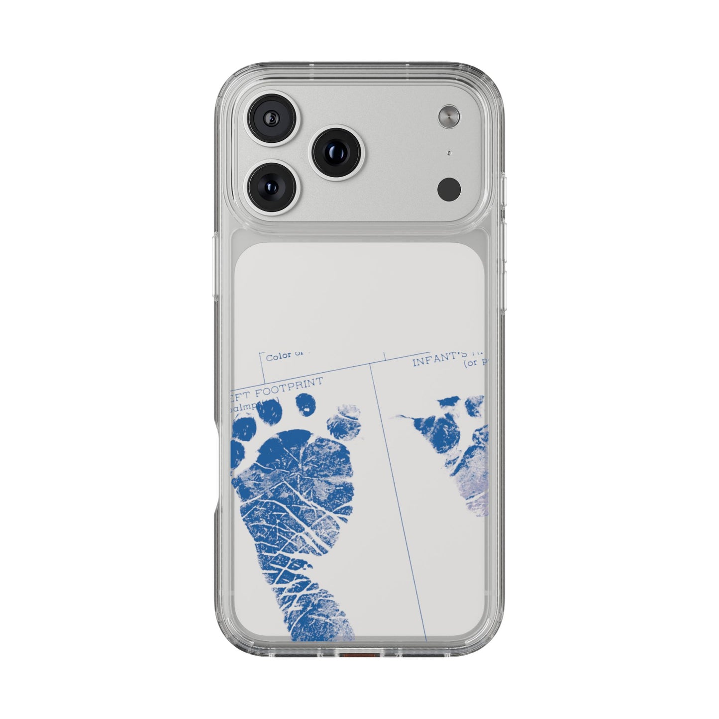 Clear Phone Case – Mom’s Little Blue Footprints
