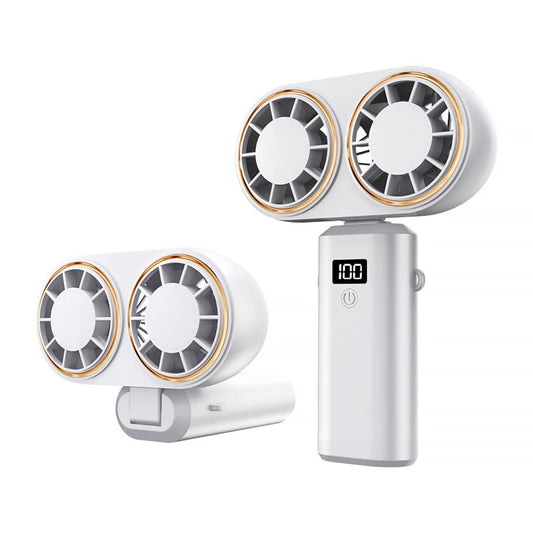 Handheld Personal Fan Compact Rechargeable Dual Fan Cooler Rechargeable Cooling Fan with Digital Display Personal Portable Fan