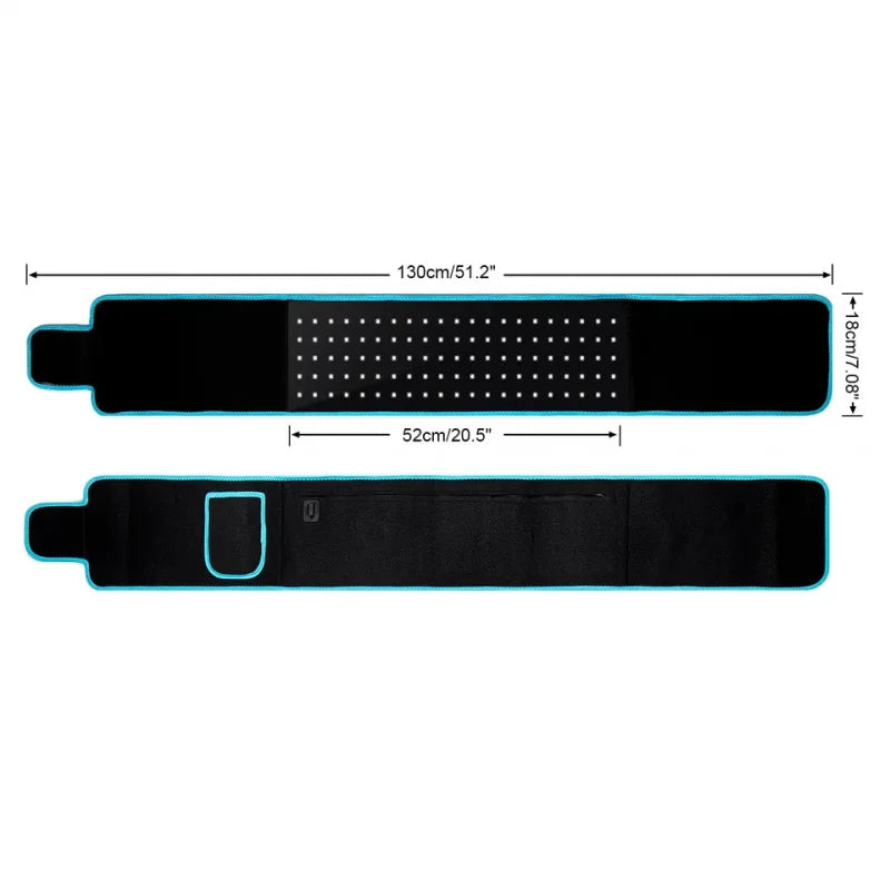 Red Light Waist Massager Belt – 126 LEDs, 640nm Therapy, 50°C Heat Compress, USB Charging