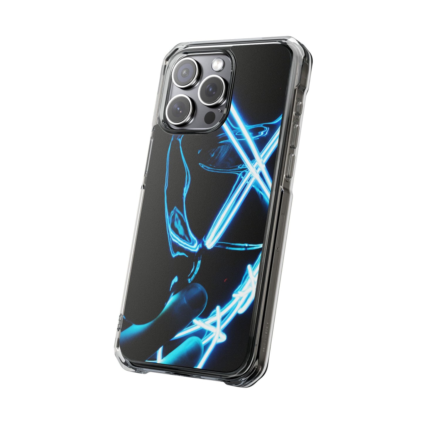 Clear Magnetic Phone Case — Blue Neon Light Design
