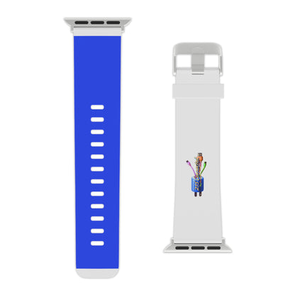 Watch Band – 215 Connected Plug Charm Blue and White Design