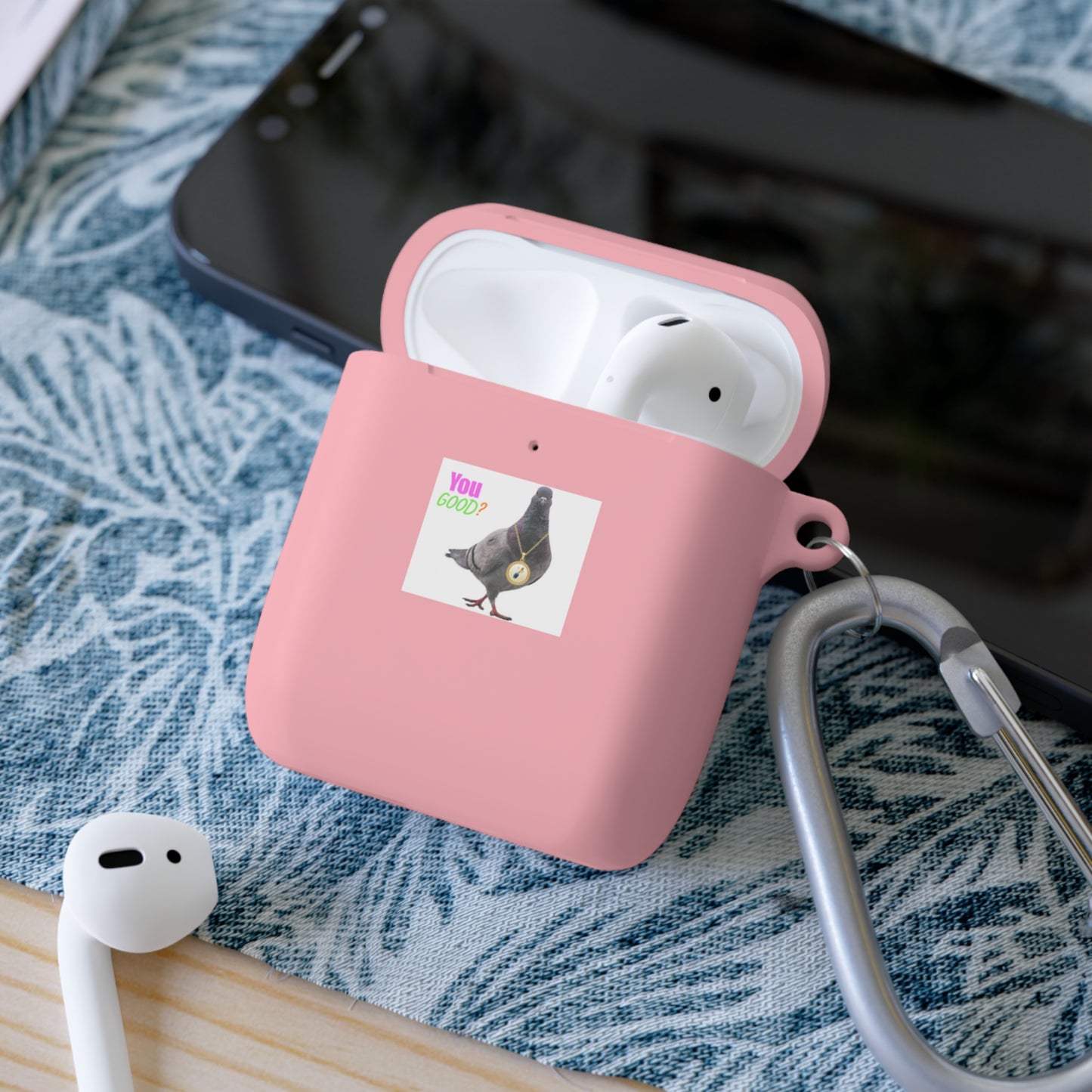 Wireless Earbud Case Cover – Pigeon Design Slim Drop Protection with Carabiner Clip