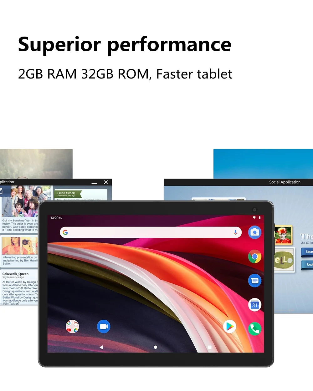 Tablet 10 Inch, Android Tablets 32GB ROM Support 512GB Expand, 2+8MP Dual Camera, IPS Touch Screen Display, Wifi Computer Tablet PC, 6000Mah Big Capacity Battery - Black