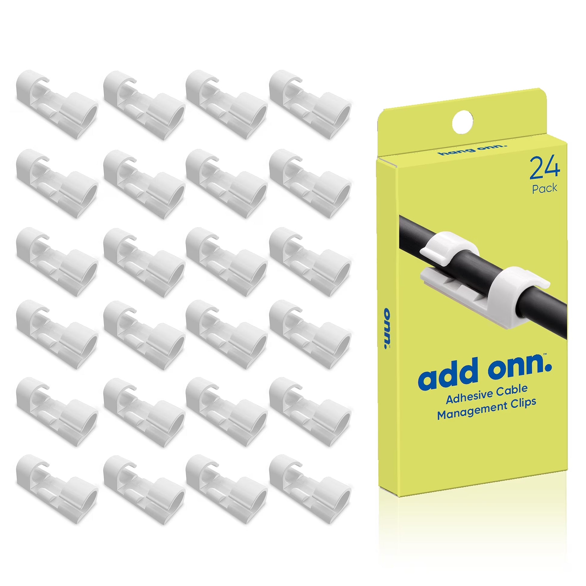 Peel and Stick Adhesive Cable Management Clips, 24 Count
