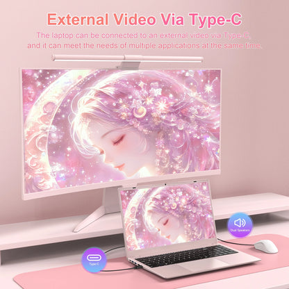15.6" Laptop Computer, 12GB RAM 512GB SSD, FHD Display with Intel N150 (Up to 3.6Ghz), Windows 11 Pro Laptop, Fingerprint, Backlit KB, Pink