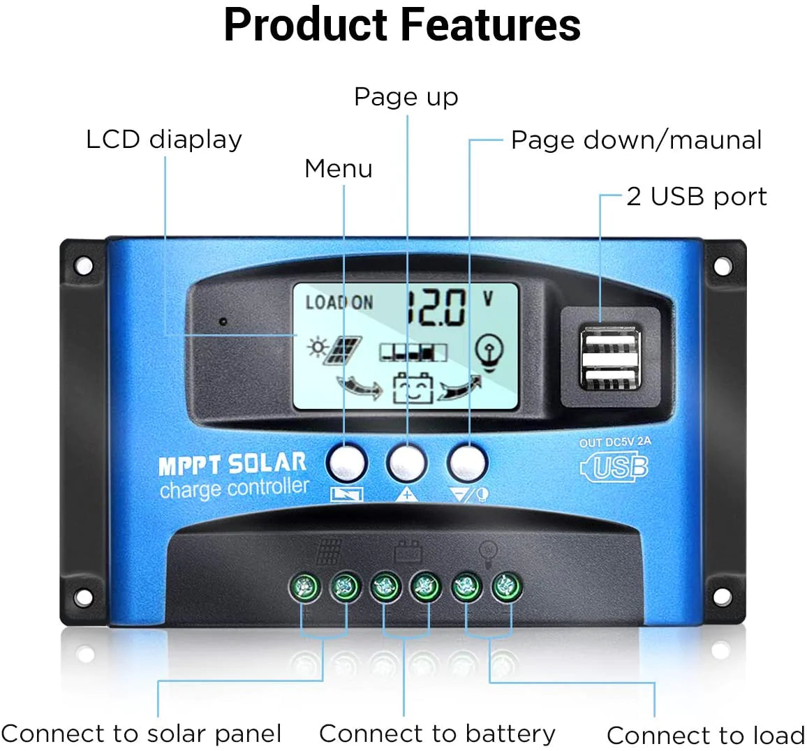 MPPT Solar Charge Controller: 30-100A 12V/24V - Auto Tracking