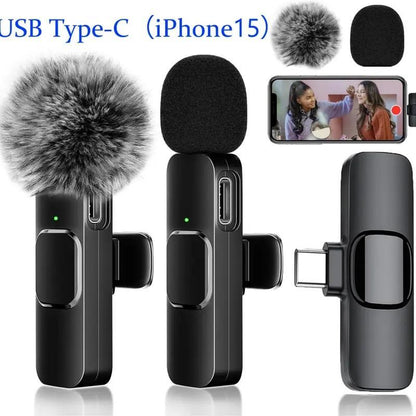 Wireless Lavalier Microphone, Rechargeable Microphone, Cordless Omnidirectional Condenser Recording Mic for Video Recording, Teaching, Interviews