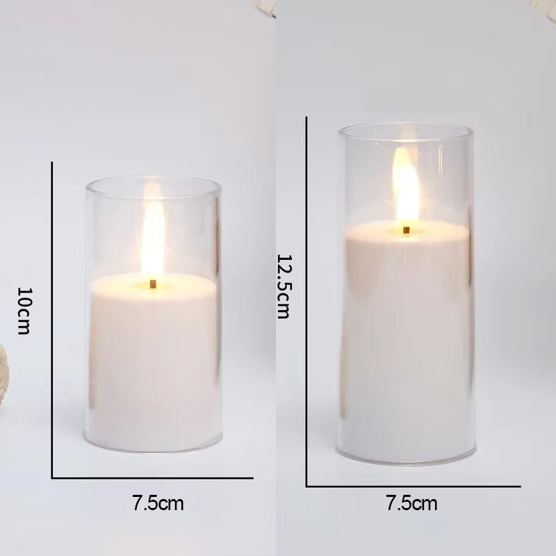 Led Electronic Candles Light Flameless Remote Timer Flickering Lamp Clear Acrylic Glass Battery Powered Wedding Party Christmas