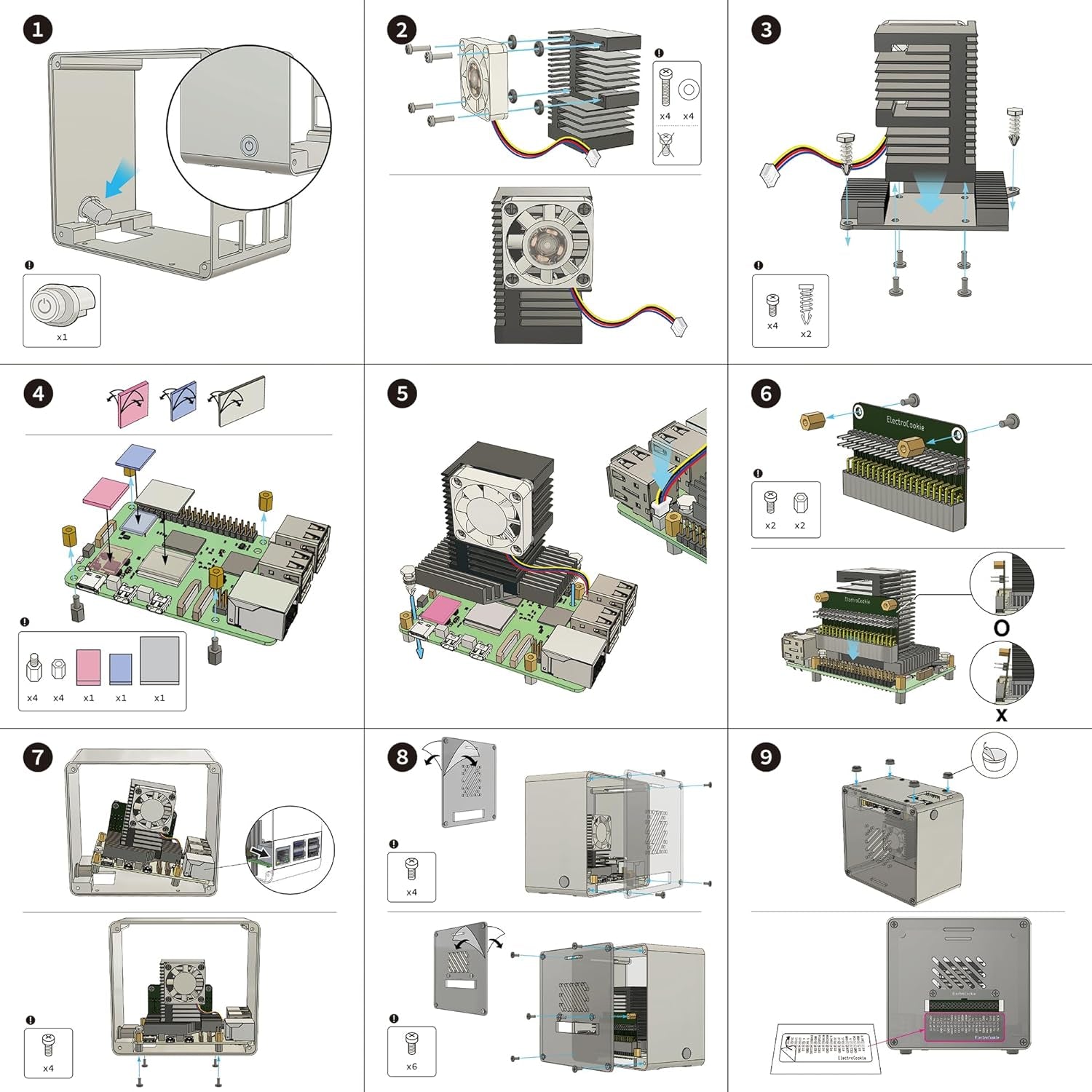 Electrocookie Raspberry Pi 5 Case, Aluminum Mini Tower Case with Cooling Fan