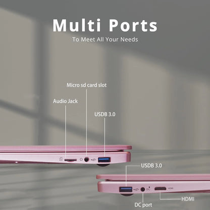 15.6" Pink Laptop Windows 11 Pro Office 2024 Intel Celeron ADL-N5095, 16GB RAM, 1TB SSD, Ultra-Thin and Lightweight Student Notebook PC Computer for Work, Backlit Keyboard, Wifi 5, BT 5.0