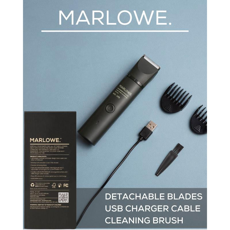 Professional Waterproof Body Hair Trimmer - MARLOWE. No. 145, Rechargeable & Cordless