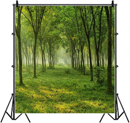 10X10Ft Quiet Forest Trees Backdrop Woods Meadow Groves Grass Ground Photography Background Outdoor Summer Natural Scenery Photo Studio Props Girl Boy Child Artistic Portrait Vinyl Wallpaper