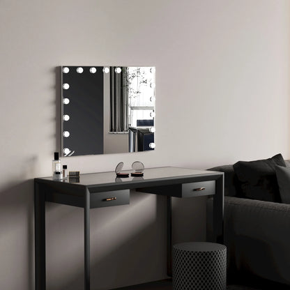 32"X23" Vanity Mirror with Lights USB Charging Tabletop Wall Mount Metal White
