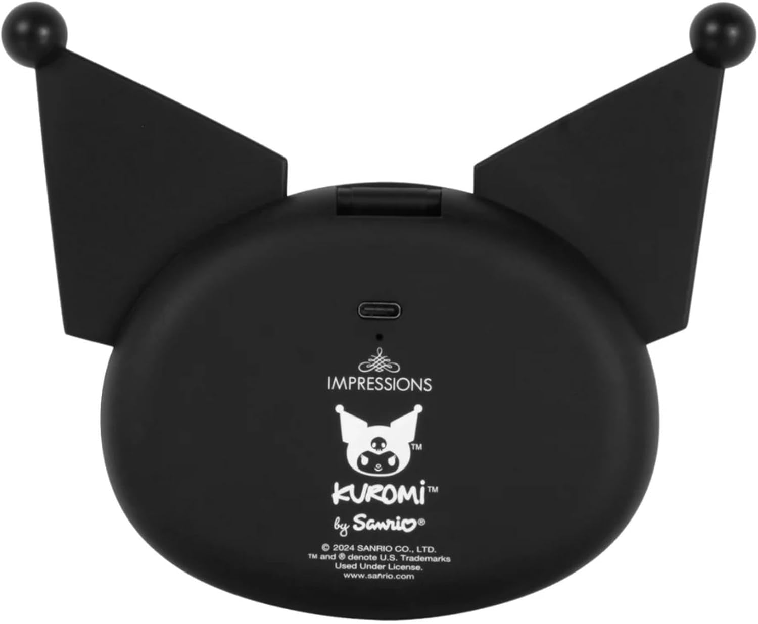 Impressions Vanity Kuromi LED Compact Mirror for Purse, Travel Lighted Makeup Mirror with 3X Magnification, Adjustable Brightness, Soft Touch Sensor Button, and Kuromi Figural Shaped Design