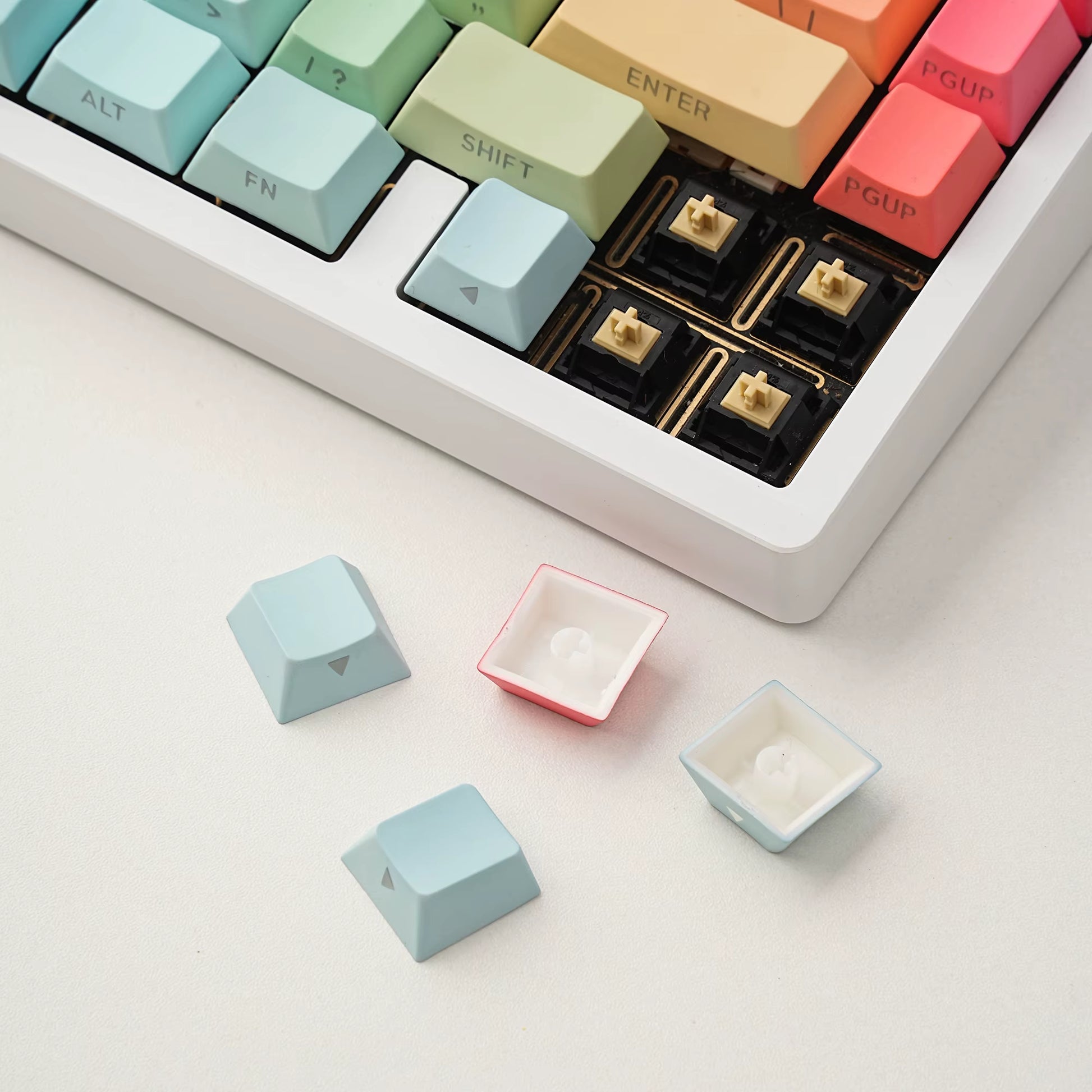 Gradient Translucent Color Sided Printed Keycaps 130Keys for Mechanical Keyboard English Korean Cangjie Key Caps Cherry PBT