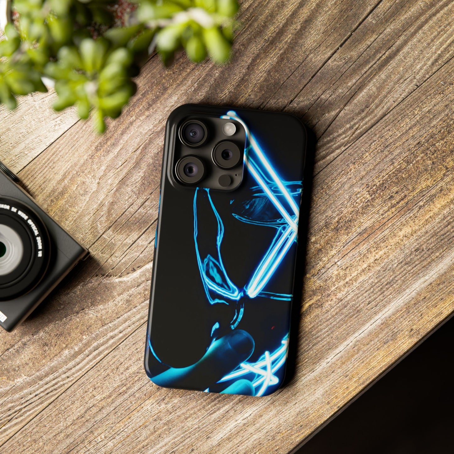 Neon Boba Slim Phone Case – Blue LED Tea Art