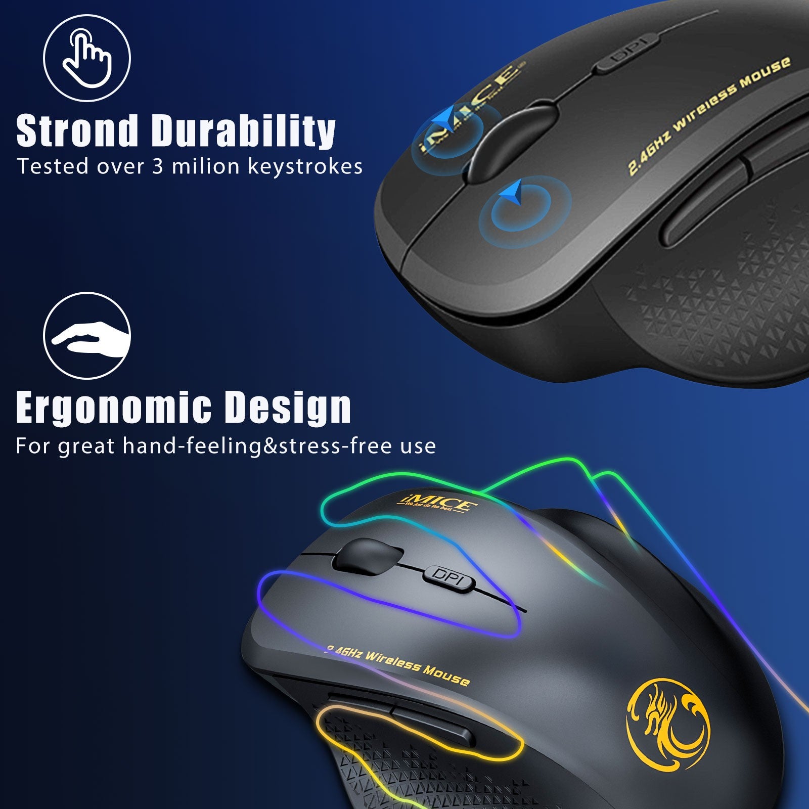 2.4Ghz Wireless Optical Mouse Mice 6 Buttons & USB Receiver for Laptop Computer
