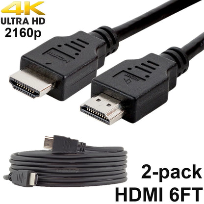Pack of 2 Digital 2.0 HDMI 4K Cables PVC Black Cord Universal Wire by  6 Feet