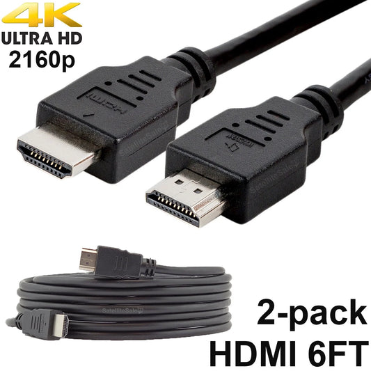 Pack of 2 Digital 2.0 HDMI 4K Cables PVC Black Cord Universal Wire by  6 Feet
