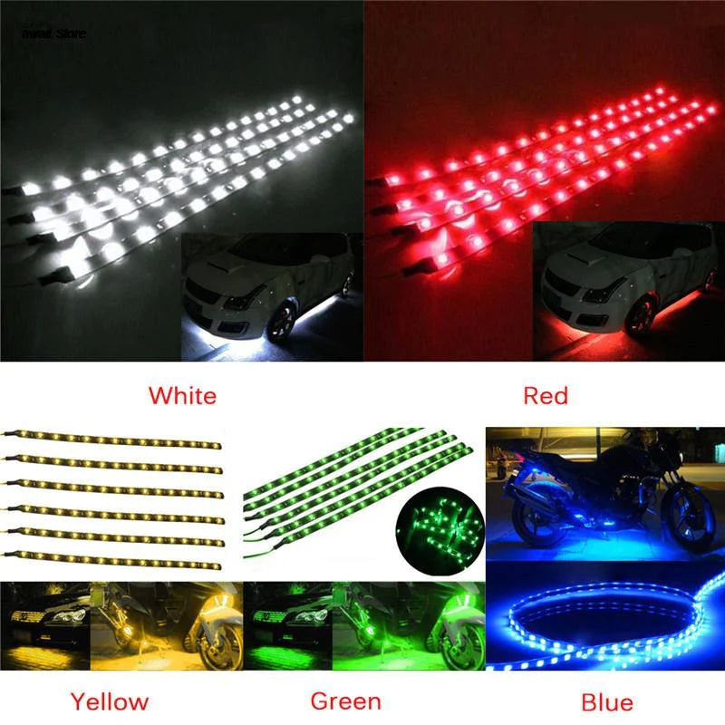 Waterproof 12"/15" 12V LED Underbody Lights: Car/Motorcycle