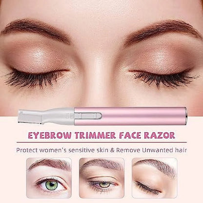 Electric Eyebrow Trimmer Women'S Eyebrow Shaver Painless Eyebrow Razor Facial Hair Trimmer, Battery-Operated Facial Hair Remover for Eyebrow Trimmer, Leg Hair, Armpit Hair-Pink
