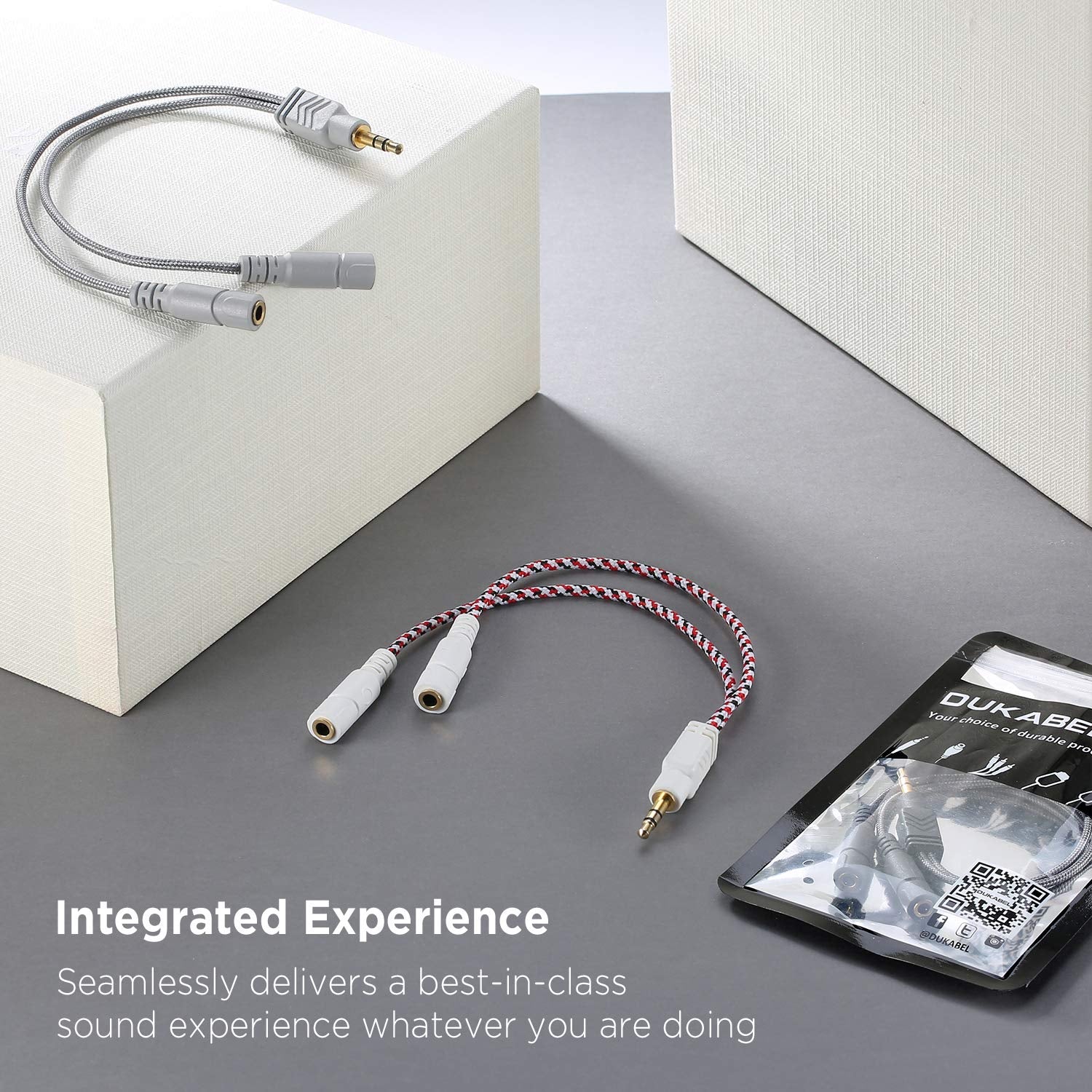 Headphone Splitter, AUX Splitter Cable for Headset Knitted 3.5Mm Splitter 2-Way Audio Splitter Stereo Audio Y Cable Produces Equal Audio Output for Headphones Earphones Speakers Joy Series
