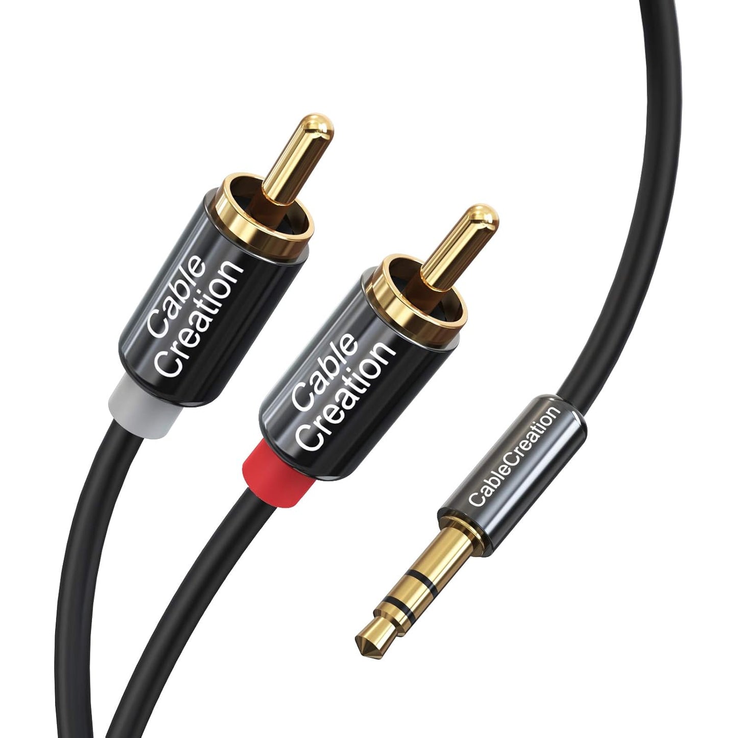 RCA Audio Cable 3.5Mm Male to 2-Male RCA Cable, Y Splitter Design Stereo Audio RCA Male Cable, 3 Meters, Black