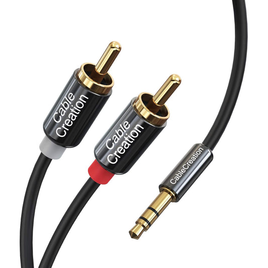 RCA Audio Cable 3.5Mm Male to 2-Male RCA Cable, Y Splitter Design Stereo Audio RCA Male Cable, 3 Meters, Black