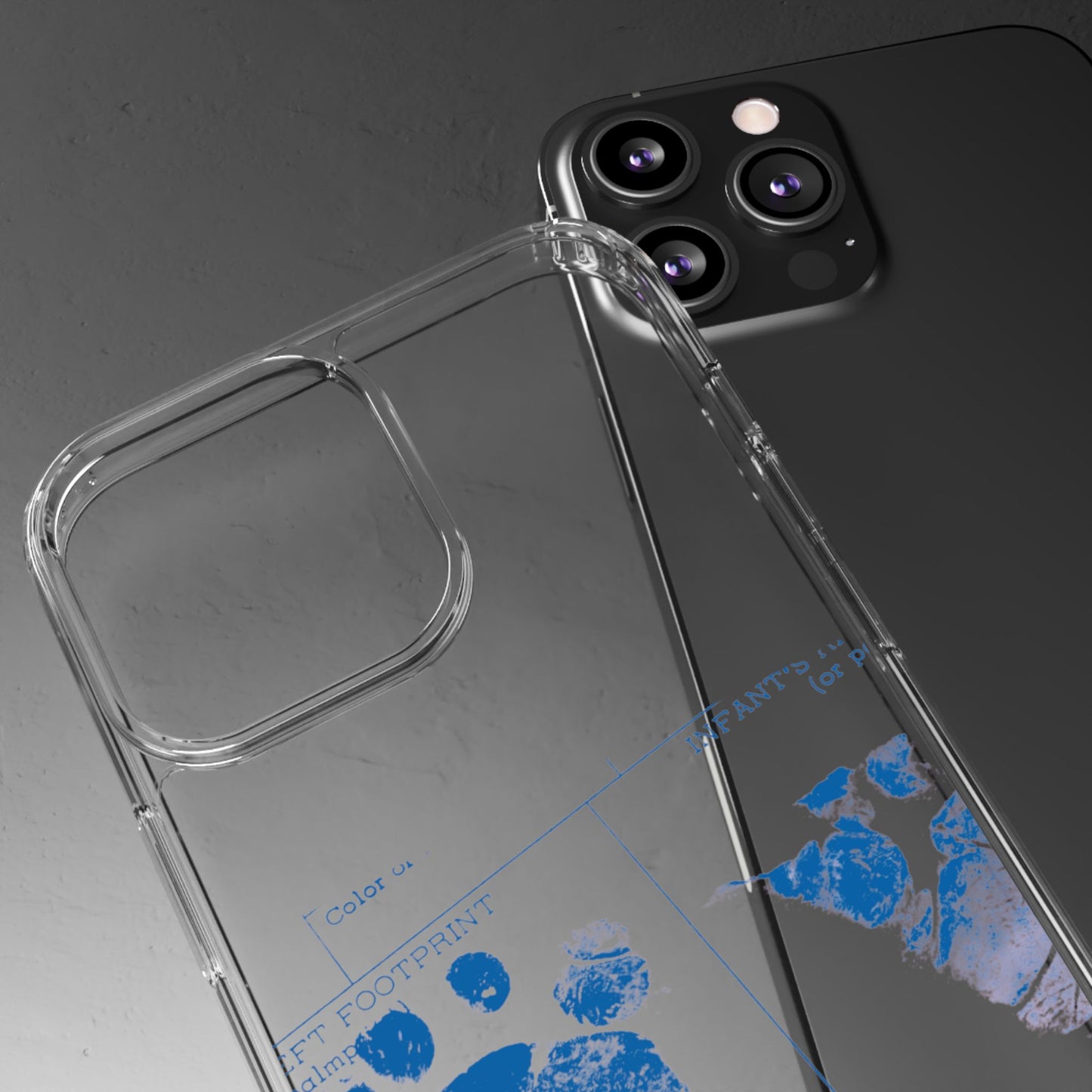 Clear Phone Case – Mom’s Little Blue Footprints