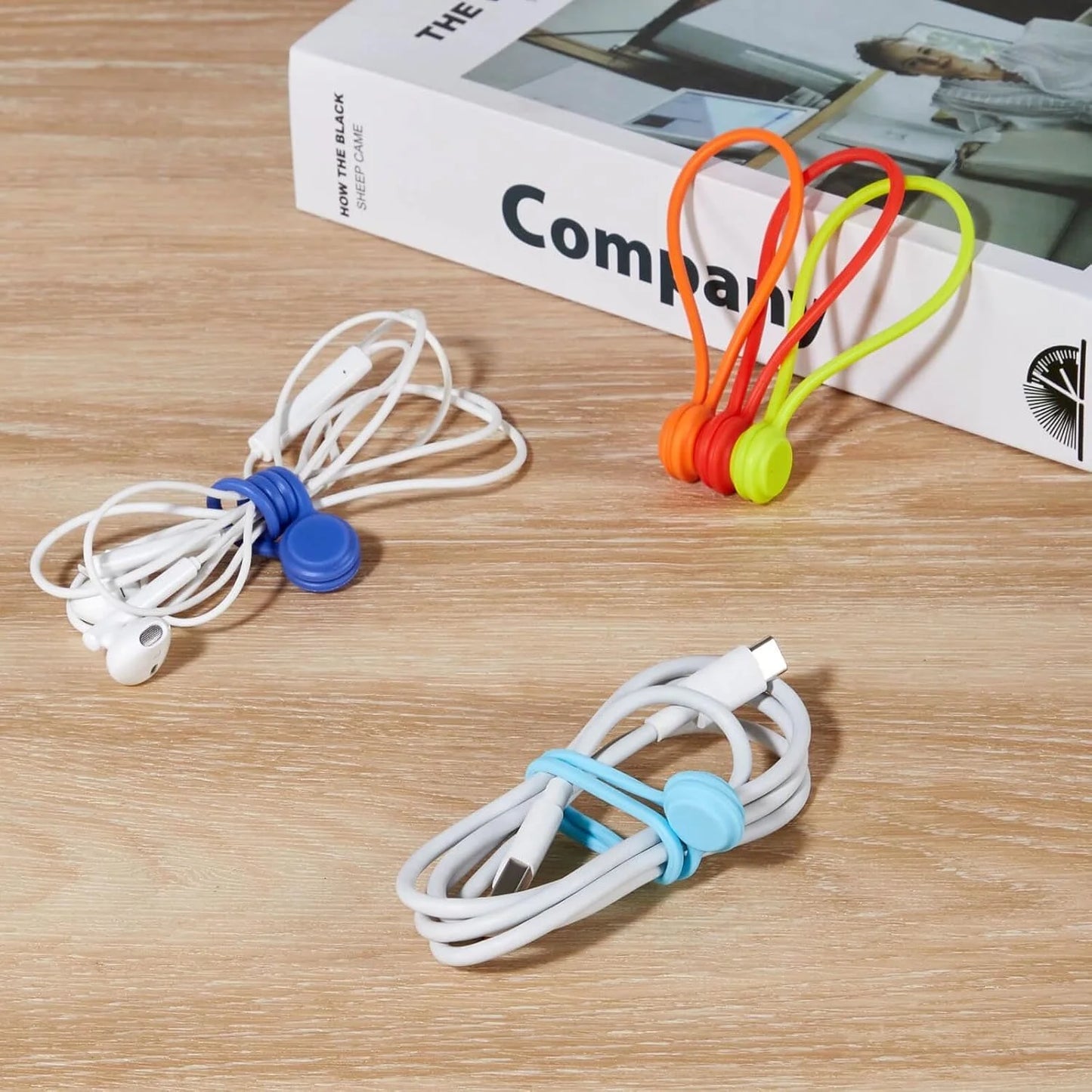 Magnetic Cable Ties 10 Pcs Reusable Cable Organizers Earbuds Cords USB Cable Manager Keeper Wrap Ties Straps for Office, School, Home Organization  Silicone