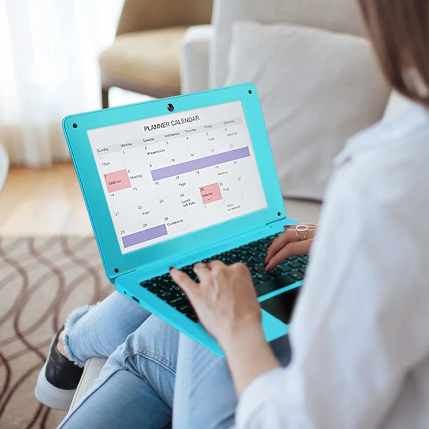 Laptop Computer-10.1" Inch Kids Laptop Powered by Android 7.1.1 OS, 2Gb Ram +32Gb, Bluetooth, Wi-Fi- Blue
