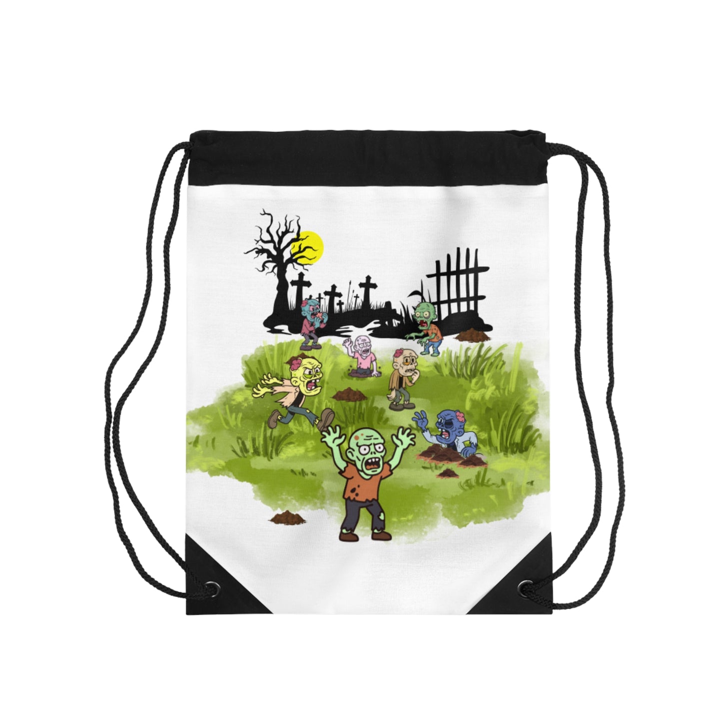 Zombie Graveyard Drawstring Bag – Cute Cartoon Halloween Backpack