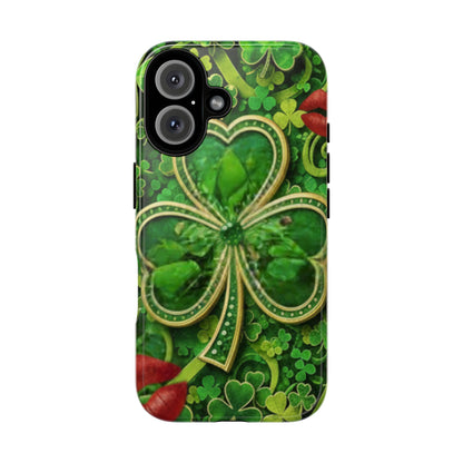Tough Phone Case – Dual-Layer Protection with Shamrock Print