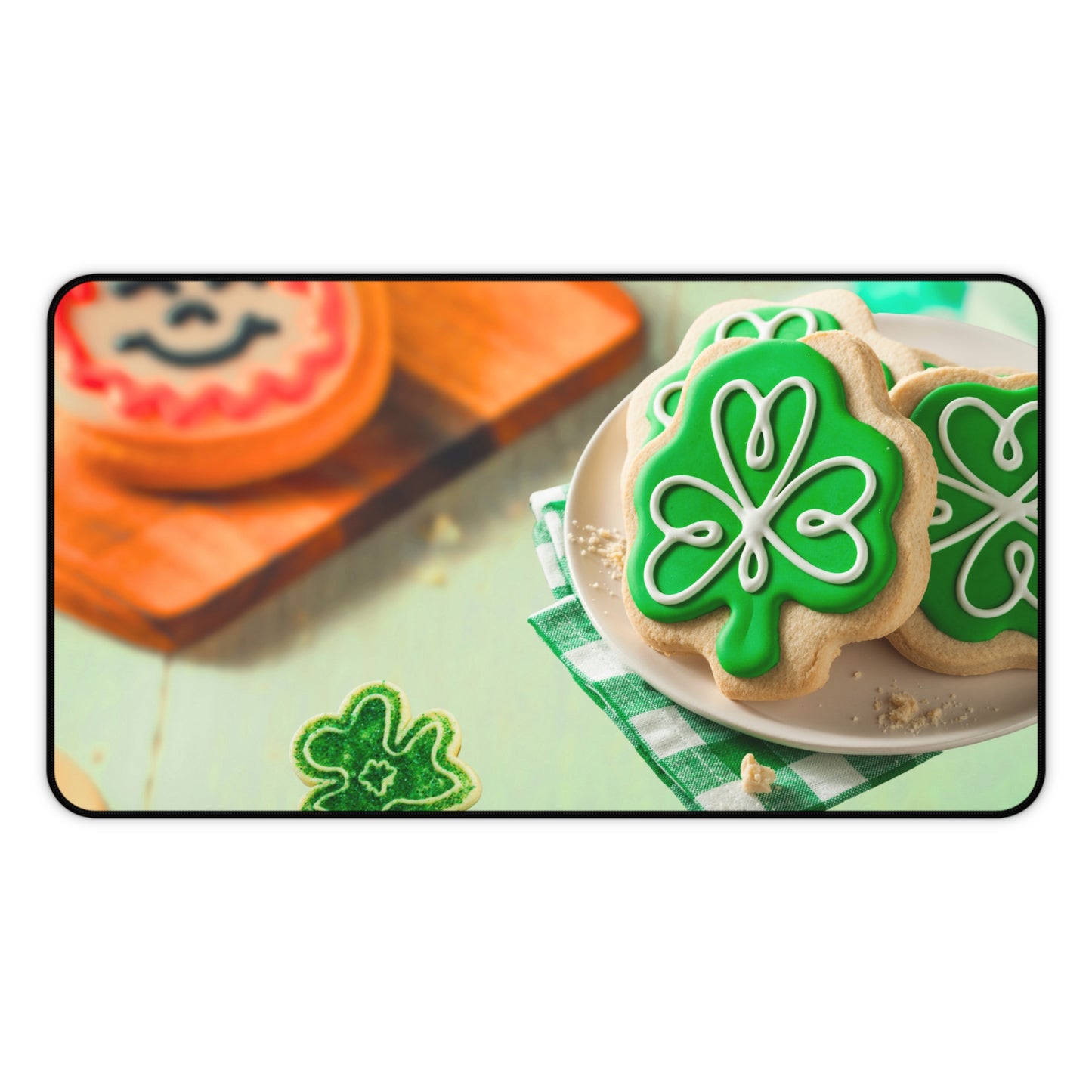 Neoprene Desk Mat – Shamrock Cookie St. Patrick’s Day Design