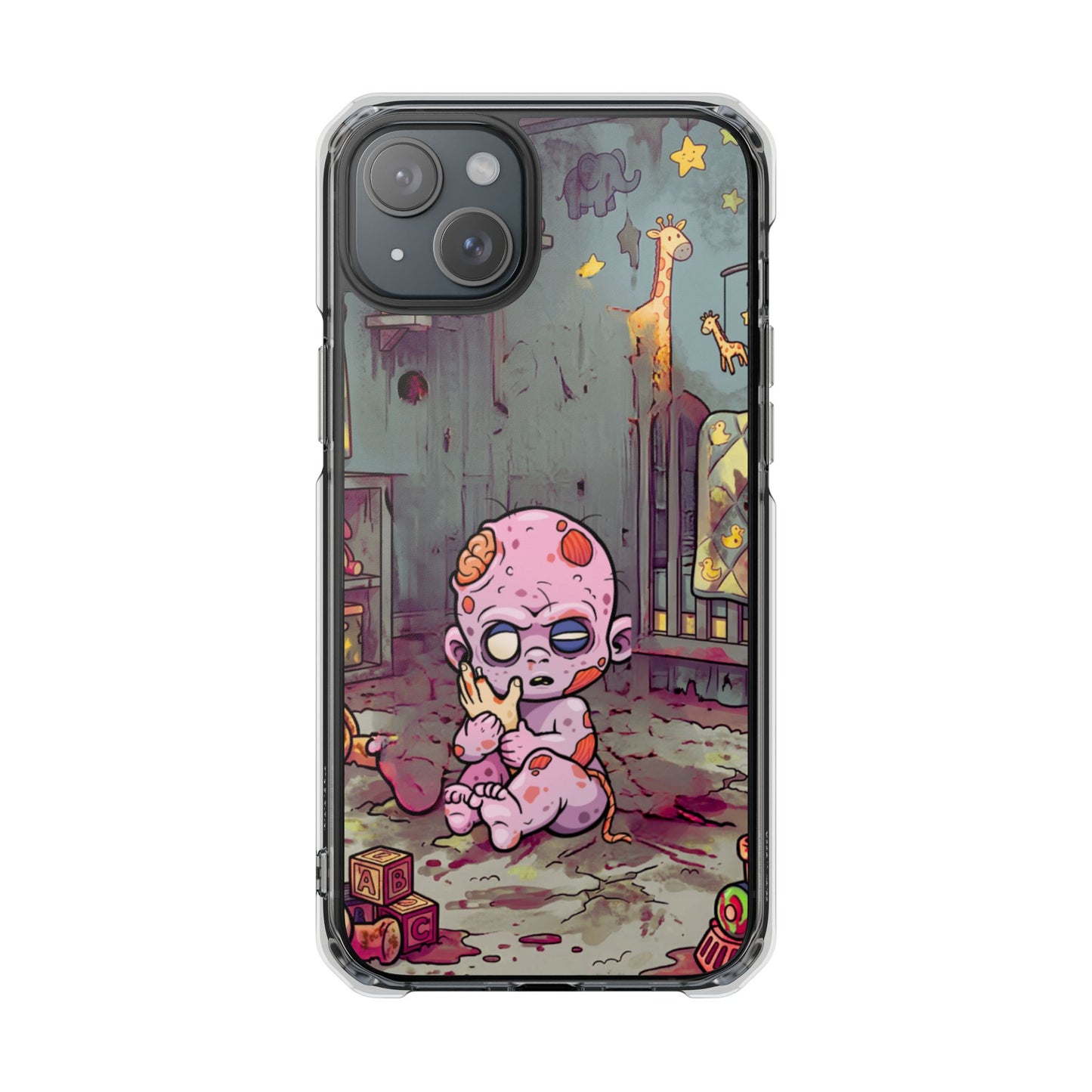 Clear Magnetic Phone Case — Cute Creepy Zombie Baby Design