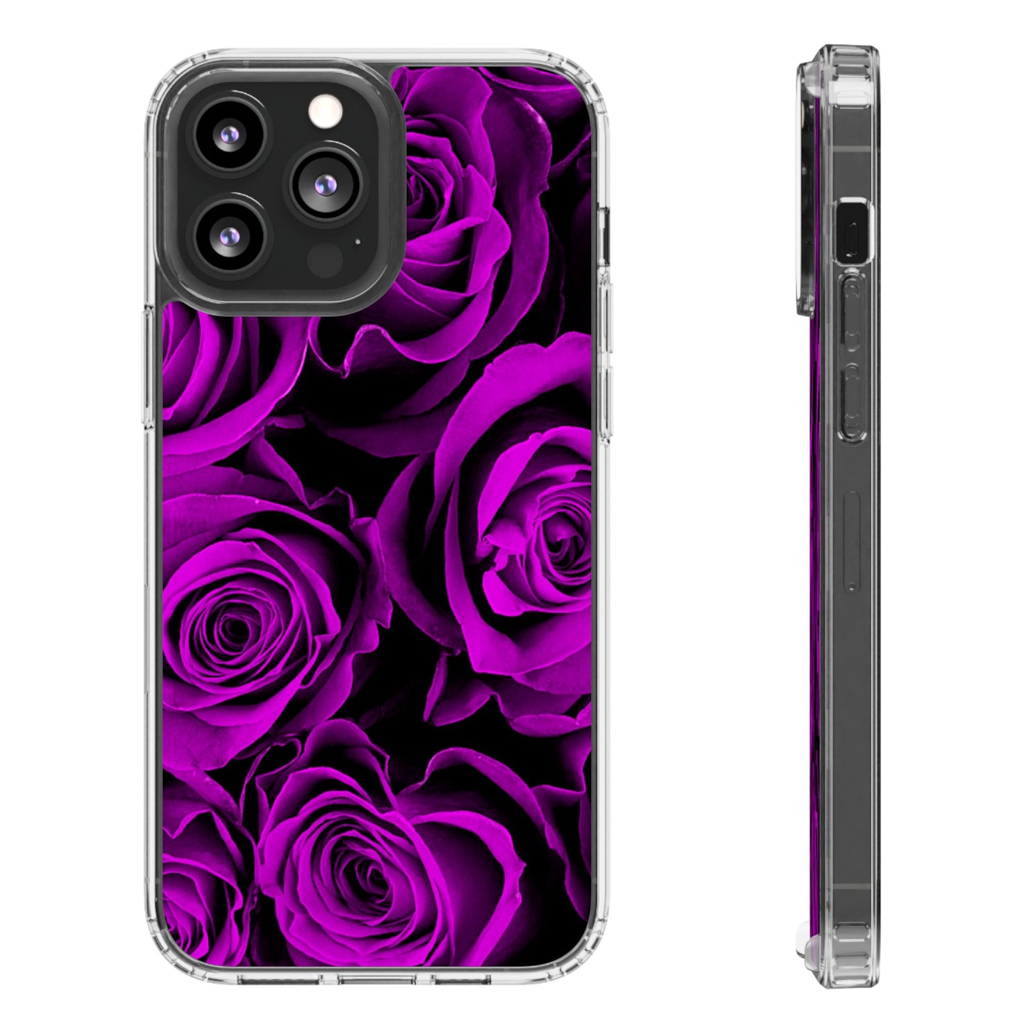 Clear Phone Case – Amethyst Roses
